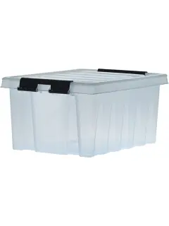 Ящик п/п 415х300х190 мм с крышкой и клипсами прозрачный